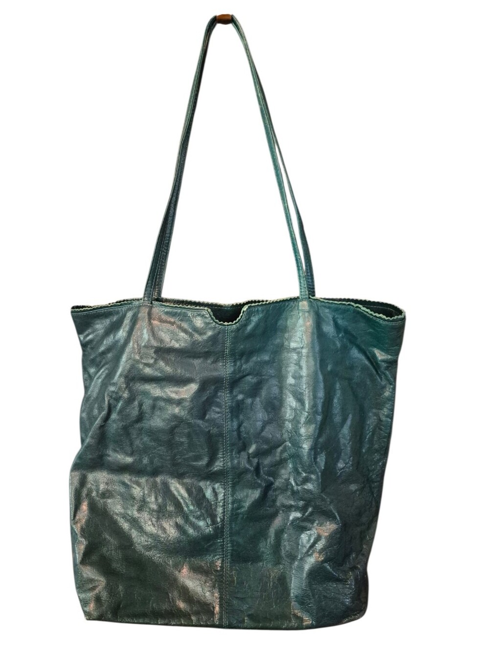 Latico large Green leather Tote with double straps -   S28
